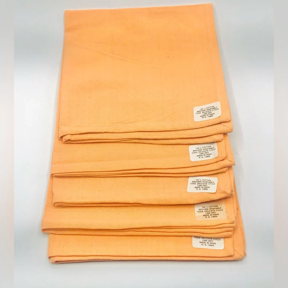 5 Orange Salmon 100% Cotton Cloth Dinner Napkins 17x17 Solid Woven Table Linens